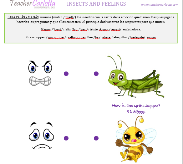 Ficha para unir: insectos y emociones
